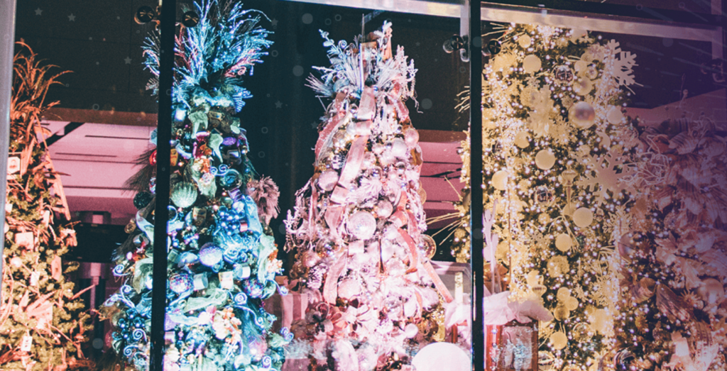 The George R. Brown Convention Center is dressed to the holiday hilt with the Alley Theatre Deck the Trees display of decorated conifers.