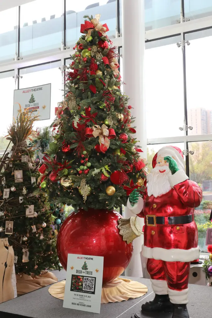 The Alley Theatre Deck the Trees display of decorated conifers. Tis the Season To Be Jolly by Always in Season.