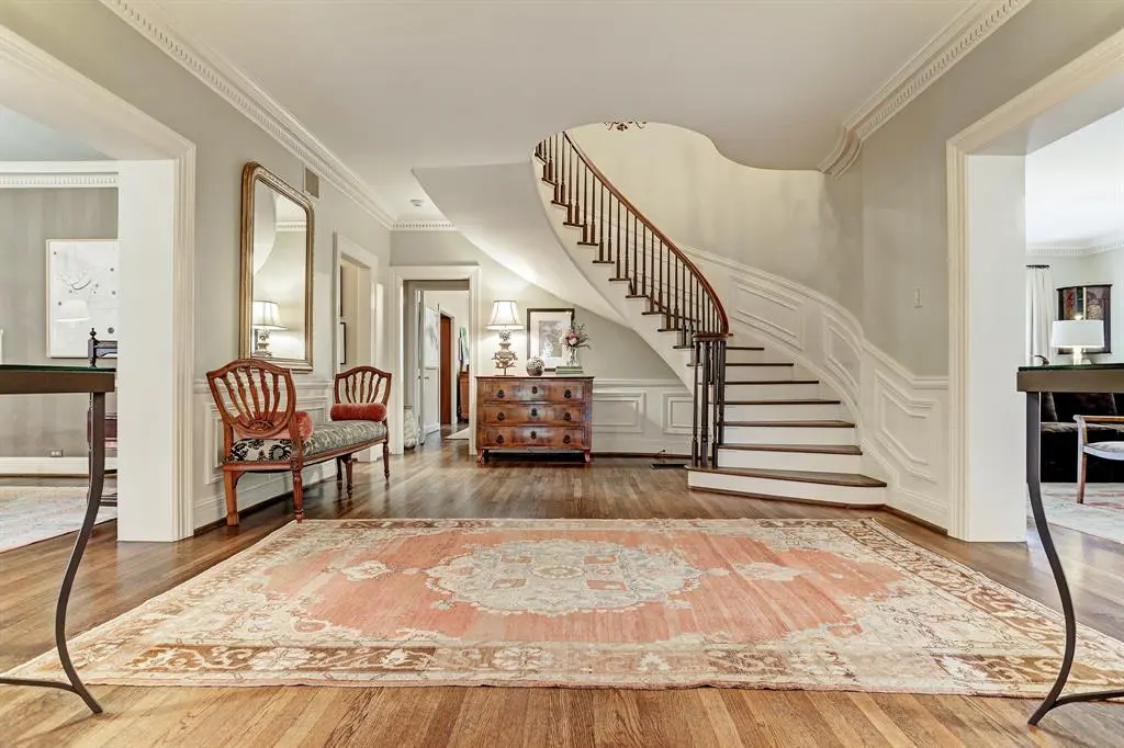 A beautiful stairway welcomes visitors to 3668 Del Monte, built in 1935, which was one of the most expensive home sales in Houston in November.