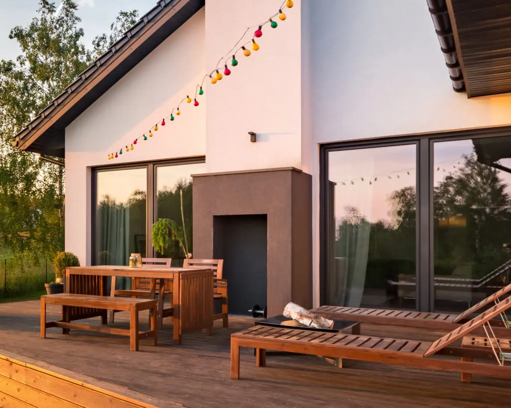 Modern house with patio and functional outdoor furniture