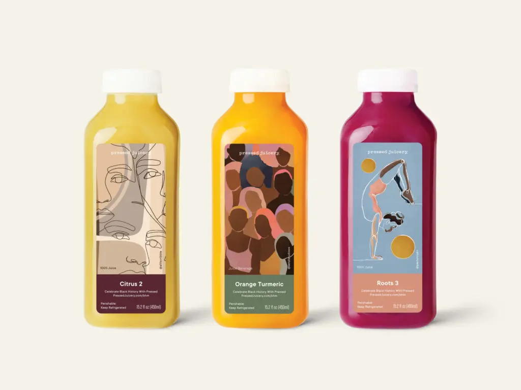 Pressed Juicery salutes Black History Month with special labels, created by Black artists, for three of its juices.
