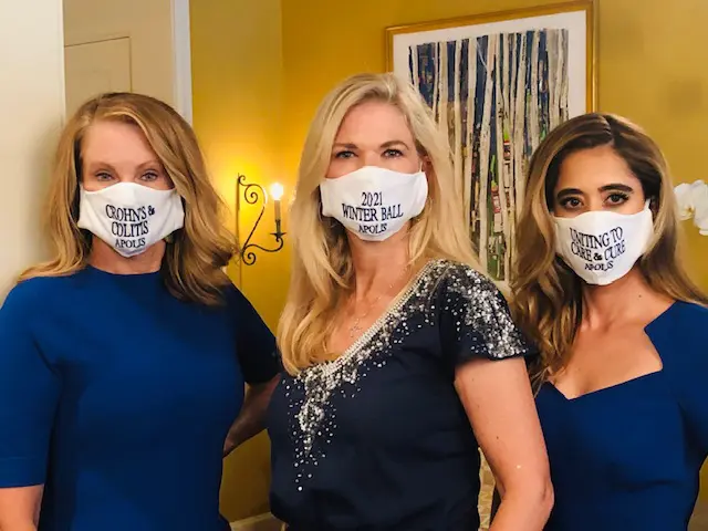 Winter Ball chairs Stephanie Tsuru, Amy Pierce and Kristina Somerville mask up for the virtual gala on January 23. 
