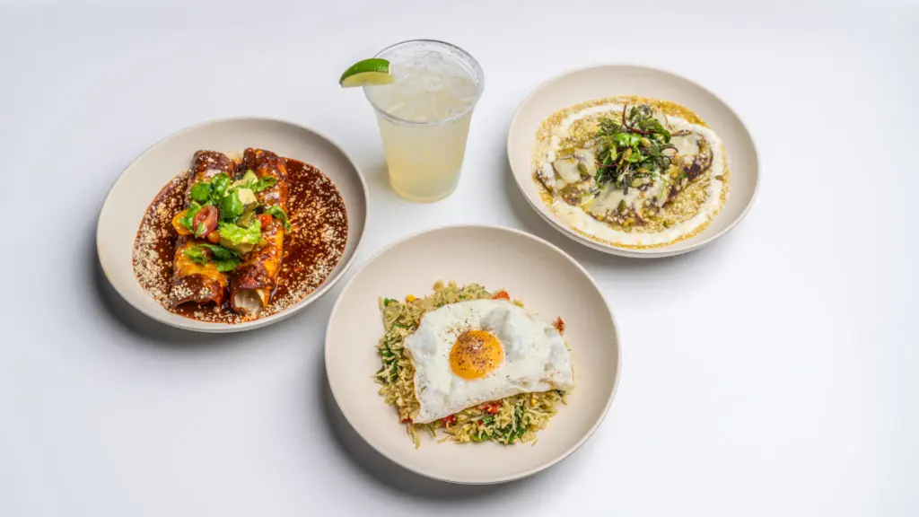 The LADA menu includes six kinds of enchiladas, tacos, salads, and more.