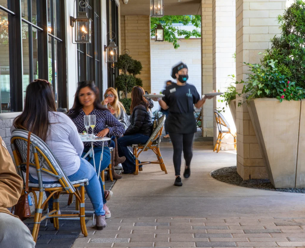 Restaurant patios offer CITYCENTRE diners safe, beautiful places for breakfast, lunch and dinner.