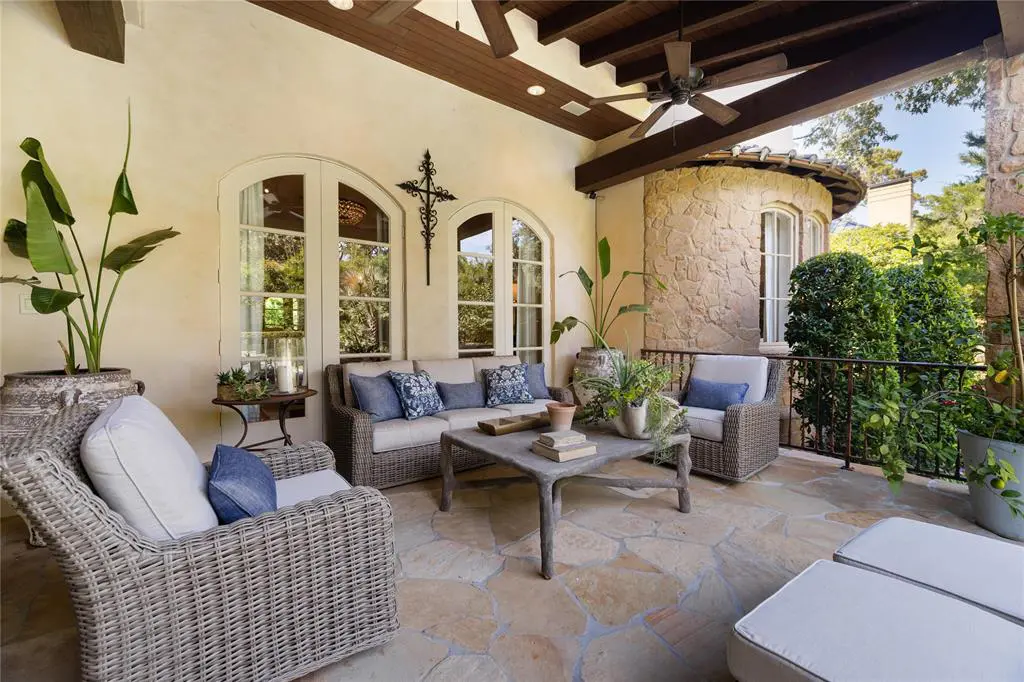 Outdoor entertaining areas are abundant at this home at 410 Longwoods Lane. Agents from Compass represented both the buyer and the seller. 