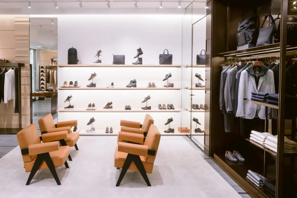 Cassini armchairs and Knoll Brno chairs are among the modern design elements of the new Zegna boutique in The Galleria. (Photo ©kellidurham)