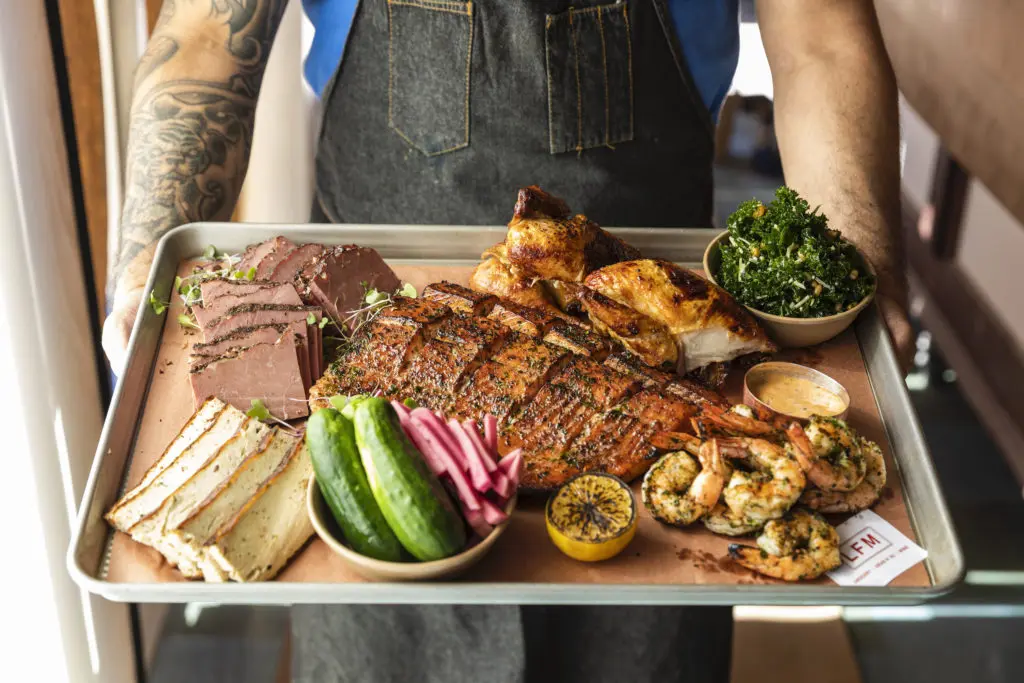 A platter of offerings from the Local Foods Market restaurant kitchen. (Photo by Julie Soefer)
