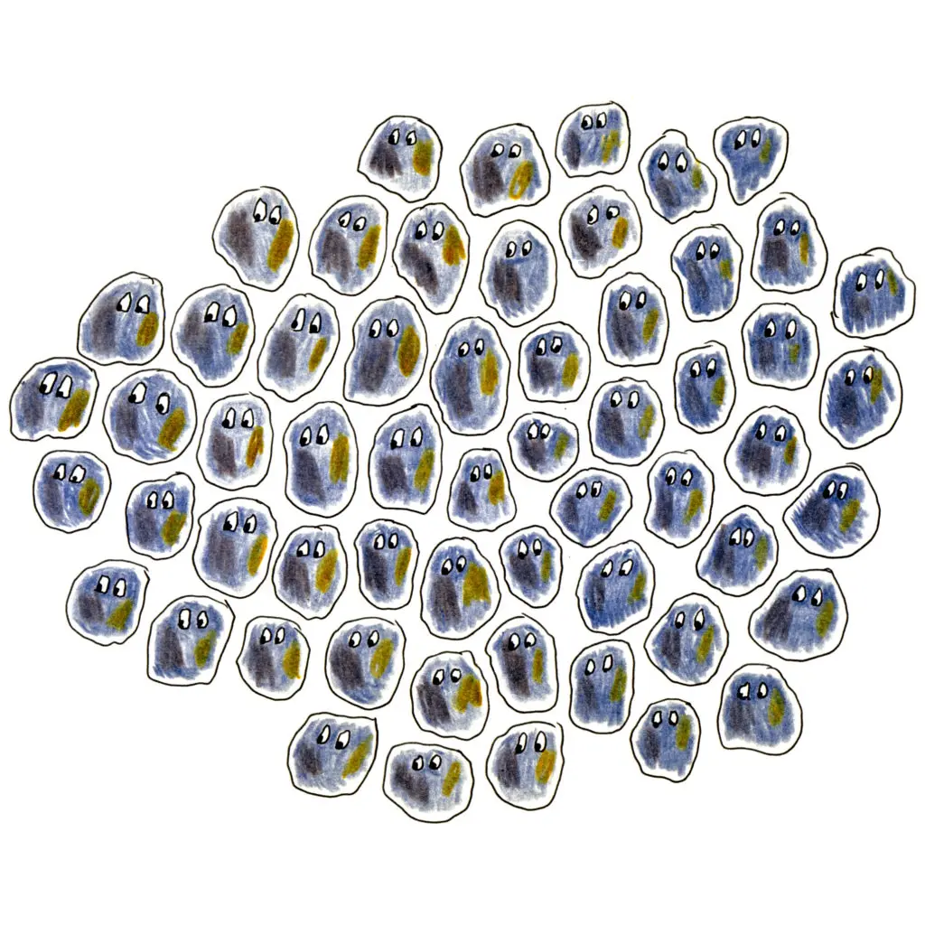 An intimate work on paper: Russell Etchen's 
"About 50 or 60 Rocks," 2013, at Bill Arning Exhibitions.
