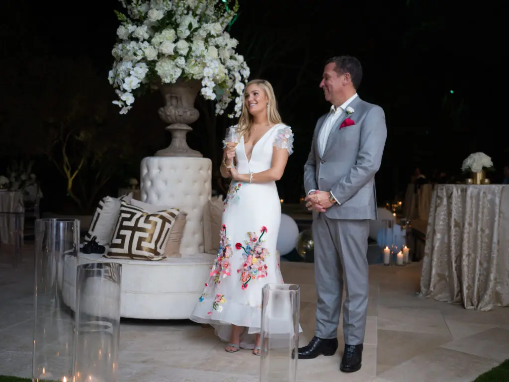 Frances Moody & Tony Buzbee officially celebrate their engagement with an intimate soirée poolside at the Memorial area mansion of Julie and Brook Brookshire. 