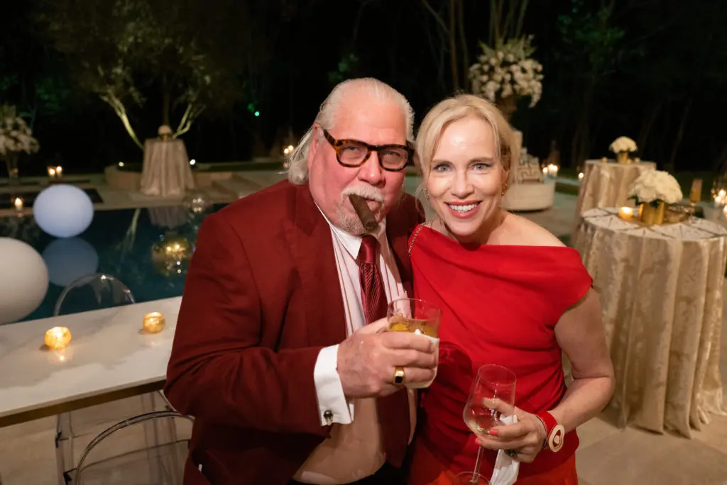 Frank Spagnoletti and Ryla Bouchier attend the engagement party of Frances Moody and Tony Buzbee.