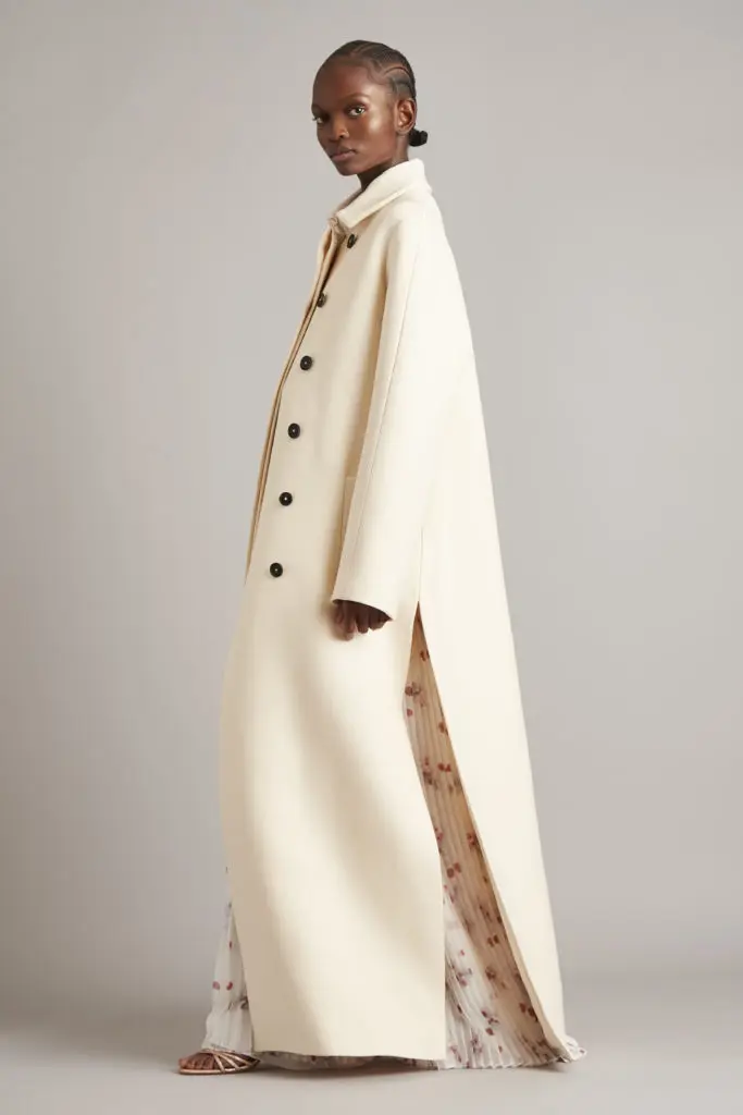 Adam Lippes floor-sweeping white coat. (Photo courtesy of Adam Lippes)