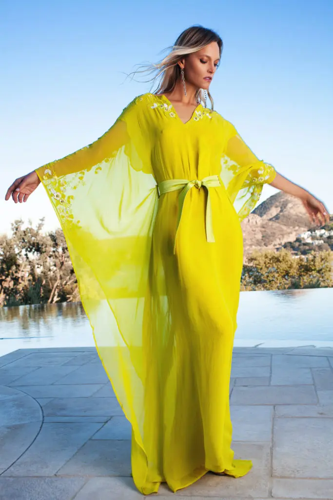 Kevan Hall yellow gown with cape detail. (Photo courtesy of Kevan Hall)