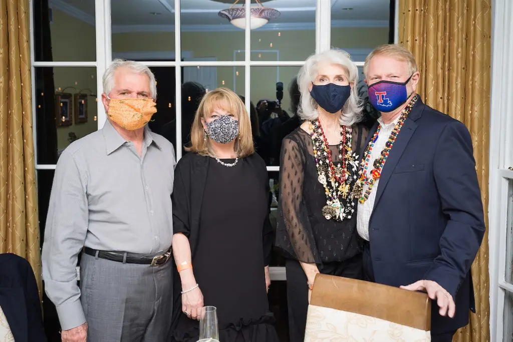 David & Tyri Centanni, Brenda & Rufus Estis at The Houstonian's Mardi Gras soirée, held in the historic Manor House. (Photo by Daniel Ortiz)