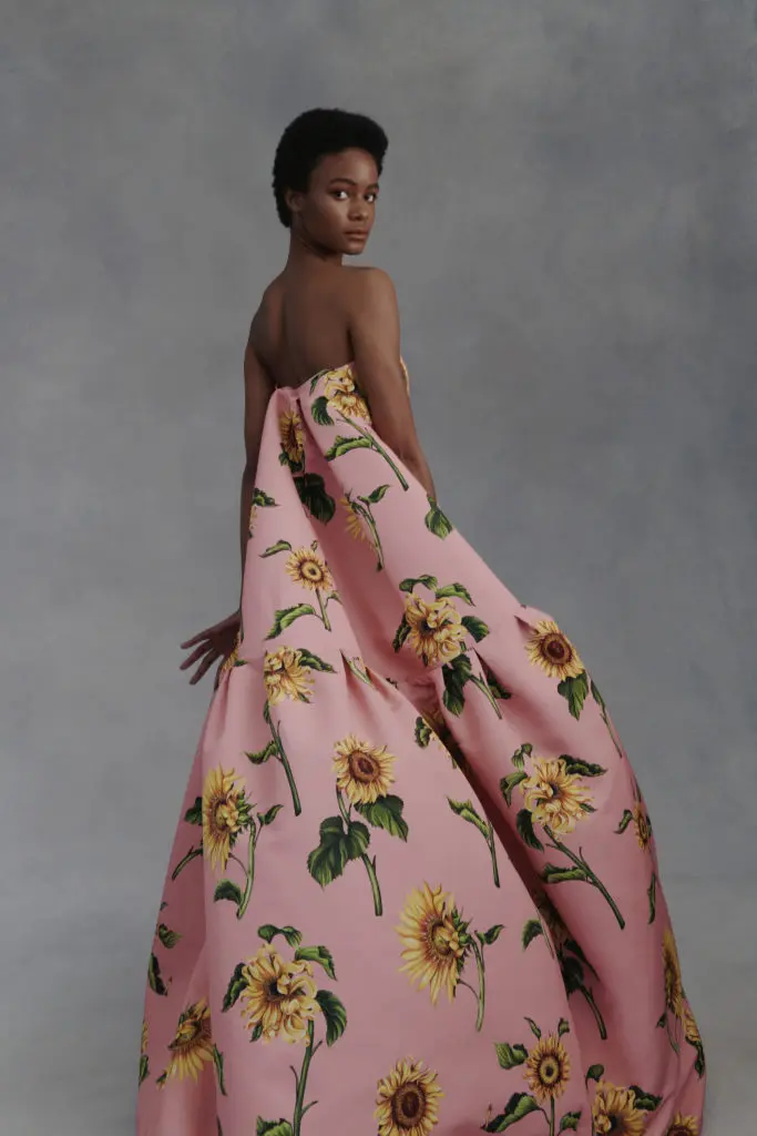 Oscar de la Renta floral print strapless gown. (Photo courtesy of Oscar de la Renta)