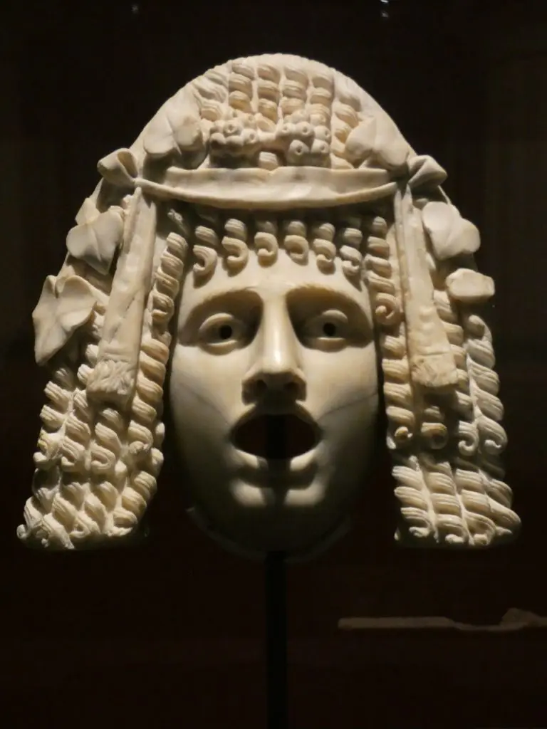 This theatrical mask used in Pompeii theaters would also project an actor's voice. (Photo by Tarra Gaines)