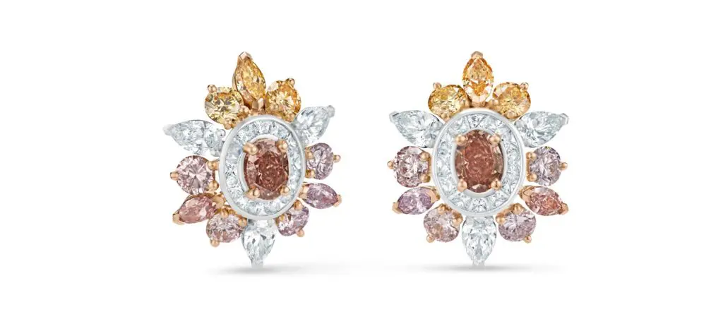 The sunburst motif of the Motlatse Marvel earrings is inspired by the brilliant sunrises and sunsets over South Africa's Motlatse Canyon. (Photo courtesy of De Beers Jewellers)