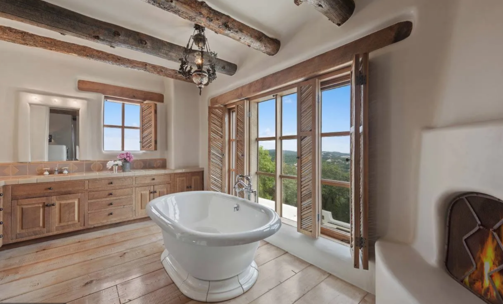 The view from the second floor master bath is the best in the San Antonio house of George Strait. (Photo by LRES)