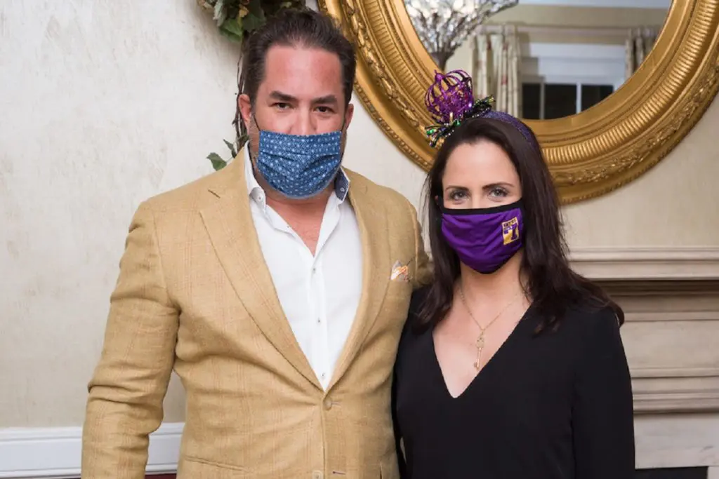 Andre Granello & Rachel Milano at The Houstonian Mardi Gras dinner in the historic Manor House. (Photo by Daniel Ortiz)