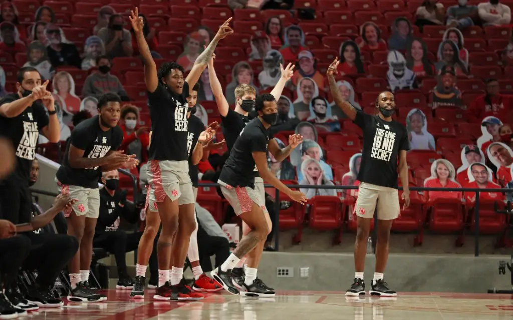Houston's regular starters delighted in the romp from the bench. (Courtesy UH Athletics)