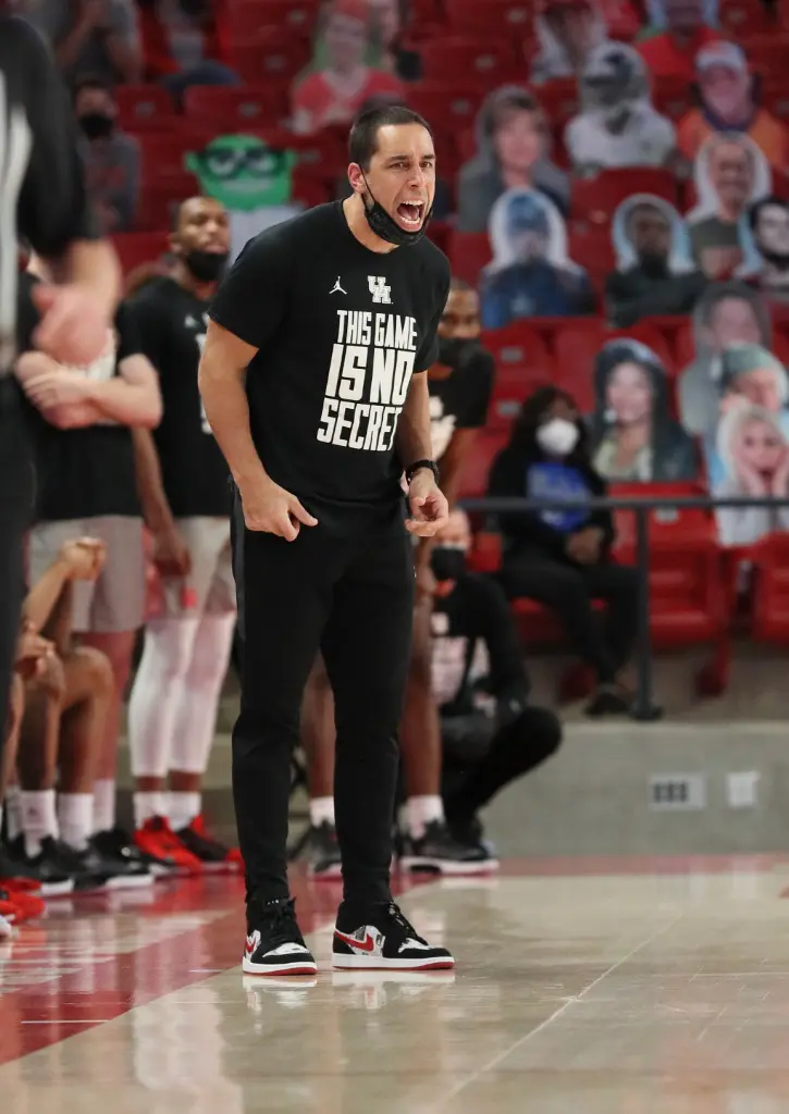 Kellen Sampson coached this game — and there was little doubting how much he was into it. (Courtesy UH Athletics)