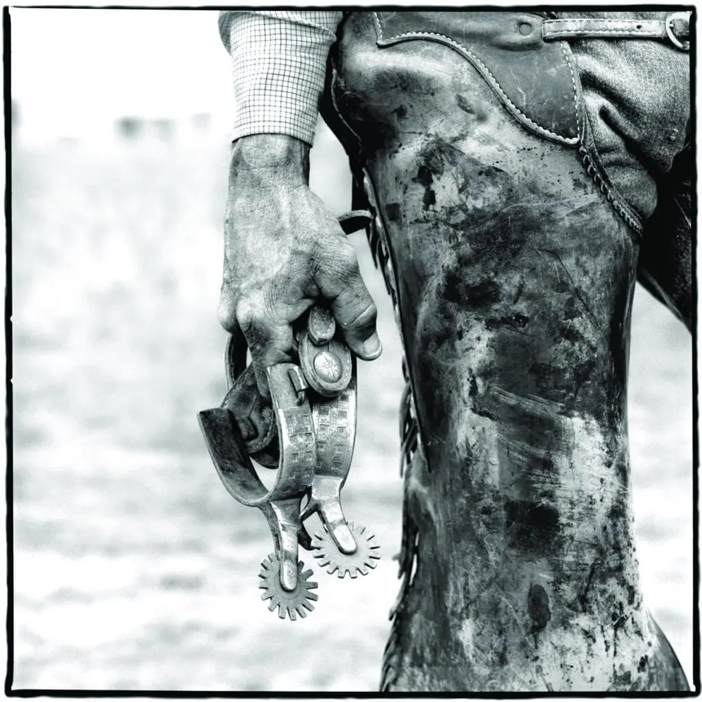 Laura Wilson's "Hand and Spur, Y-6 Ranch, Valentine, Texas," 1992 at Red & White Gallery.