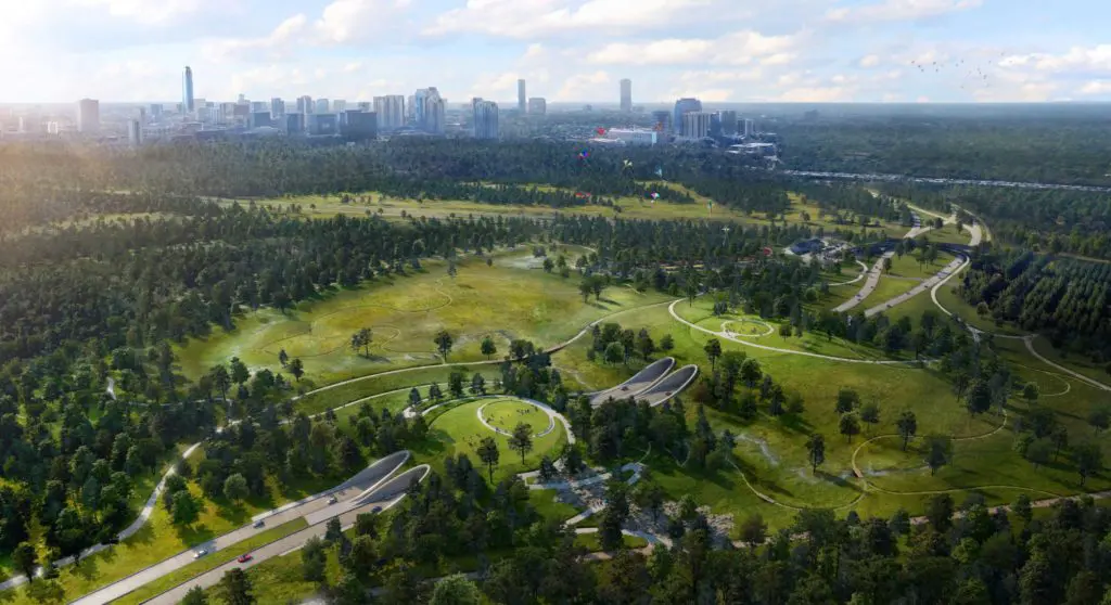 Memorial Park Conservancy's virtual fundraiser focused on the progress on the Memorial Park Land Bridge and Prairie project  and completion of the Eastern Glades. (Rendering by Nelson Byrd Woltz)
