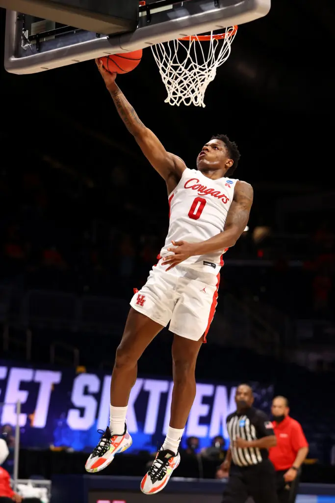 Marcus Sasser rose to the moment in the win over Syracuse. (Photo by Jamie Schwaberow/NCAA Photos via Getty Images)