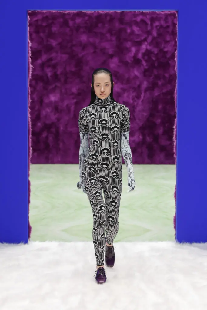 Prada jacquard print jump suit. (Photo courtesy of Prada)