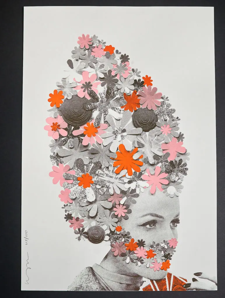 Texas' queen of collage Kelly O'Connor's "No Man's Land #2" print was created exclusively for Lottie Mae Lounge.