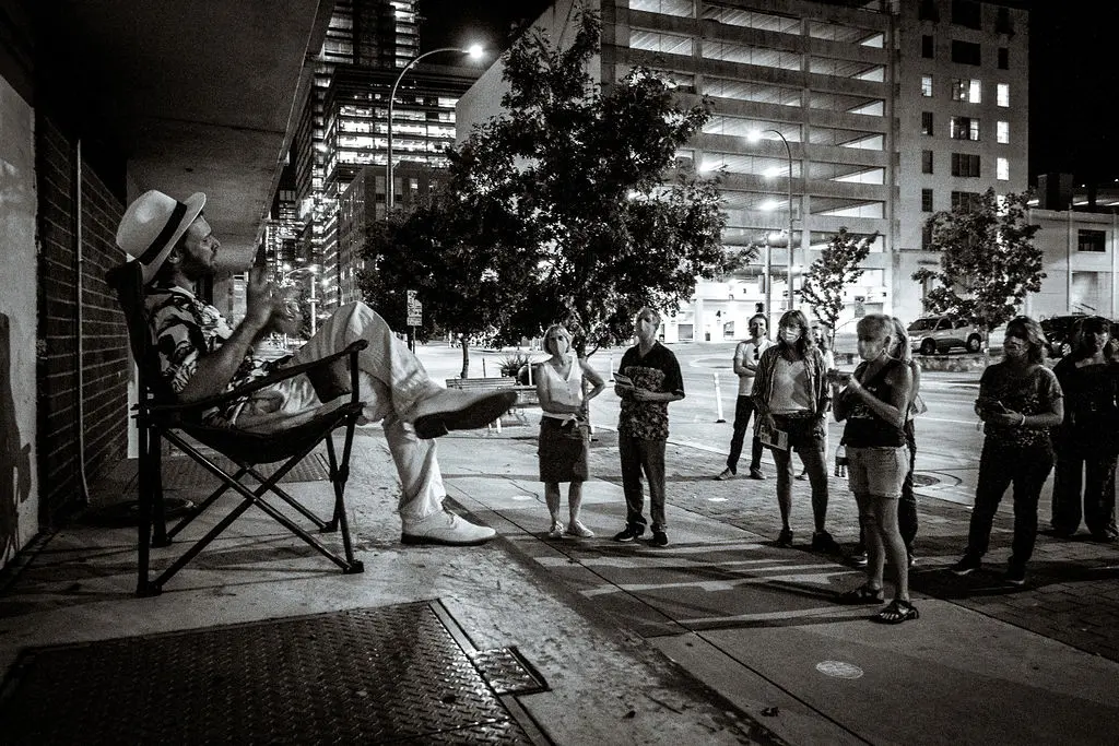 A scenes from the Austin Art Heist.
