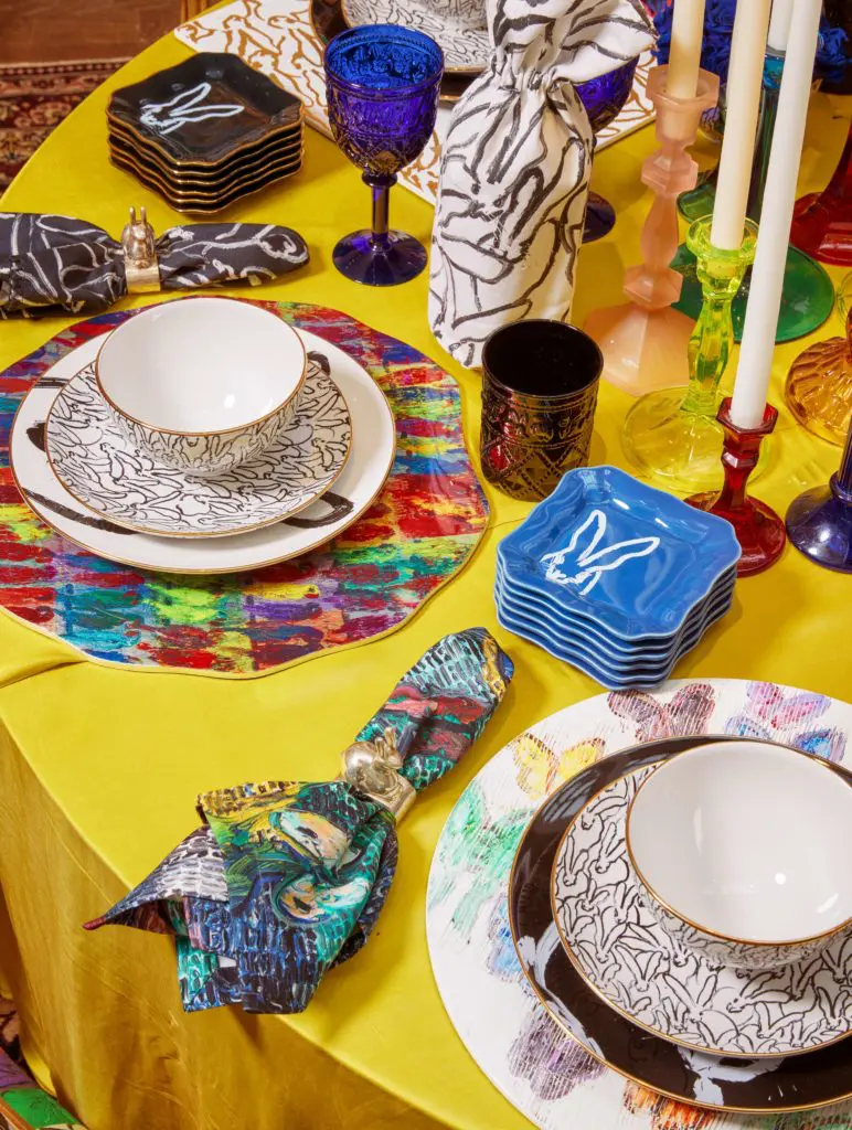 The Hunt Slonem spring/summer collection in the Hop Up Shop in Bergdorf Goodman includes tabletop accessories.