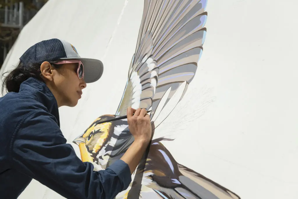 Houston Audubon was tapped to provide ornithological expertise and programing direction for the public art installation  by Ink Dwell's Jane Kim along Houston's Buffalo Bayou. (Photo by Anthony Rathbun, Houston Parks Board)