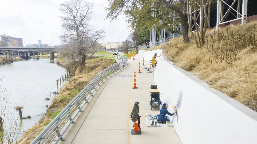 Buffalo Bayou Partnership and the Houston Parks Board announced the public art installation 'Confluence' which is nearing completion at the intersection of White Oak Bayou and Buffalo Bayou.  (Photo by Anthony Rathbun, Houston Parks Board)