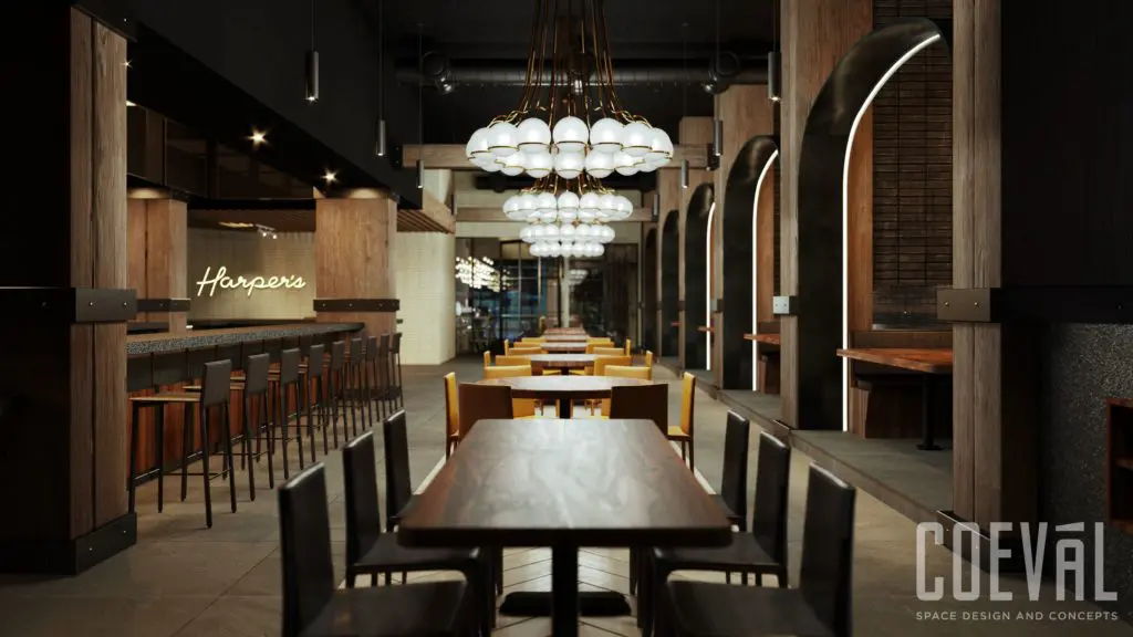 Milkshake Concepts co-founder Imran Sheikh hopes Harper's will be a place where people can celebrate and socialize when it opens this spring. (Rendering courtesy of Coeval)