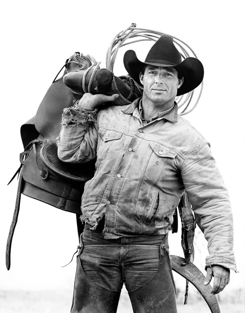 Laura Wilson's "Donny Baize, Cowboy, J.R. Green Cattle Company, Shackelford County, Texas," 1997, at Red & White Gallery.