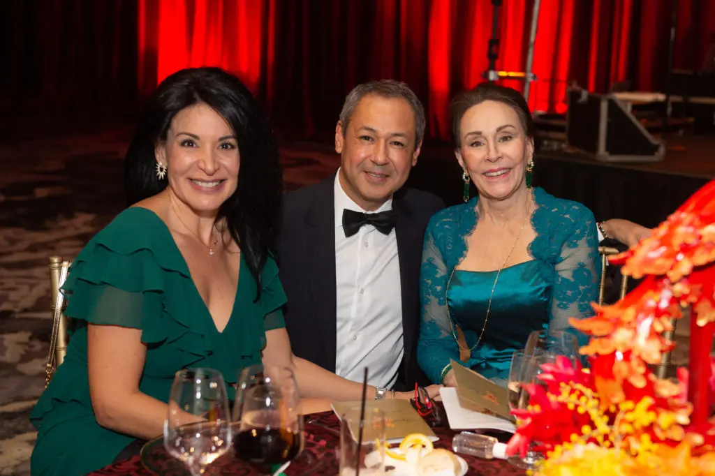 Alejandra Ruedas, Hector Villareal, and Anna Dean at the Houston Symphony Ball held at the Post Oak Hotel. (Photo by Wilson Parish)