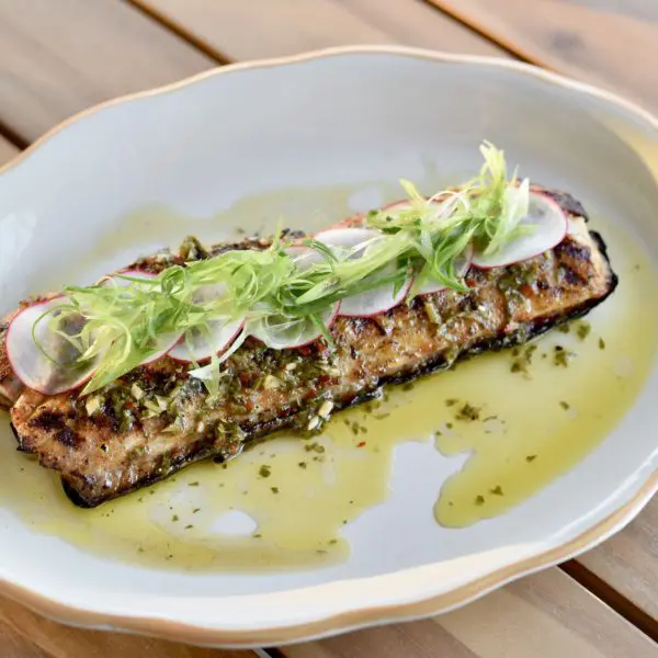 Grilled Redfish on the Half Shell with Chimichurri Sauce