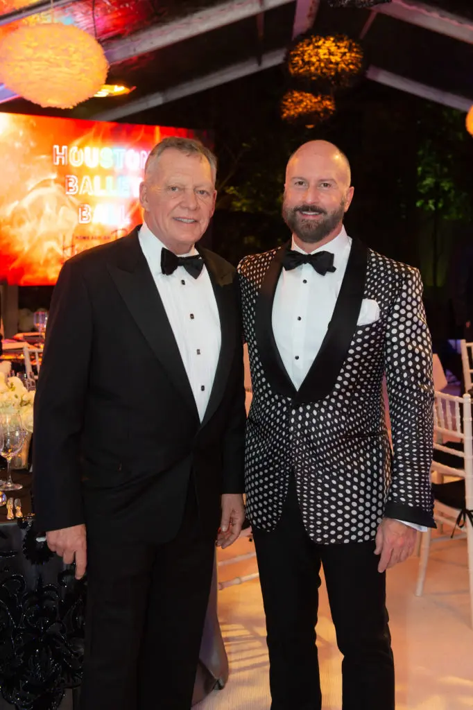 The Events Company's Richard Flowers and Tenenbaum Jewelers' Tony Bradfield at Hallie Vanderhider's Houston Ballet Ball watch party in 2021. (Photo by Wilson Parish)