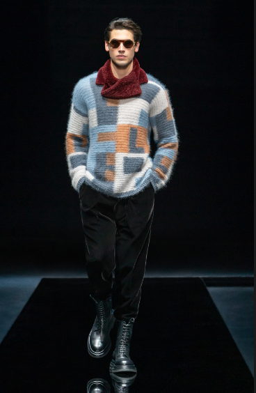 Giorgio Armani print sweater and slacks. (Photo courtesy of Giorgio Armani)