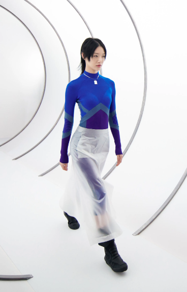 Salvatore Ferragamo knit bodysuit and clear plastic skirt. (Photo courtesy of Salvatore Ferragamo)