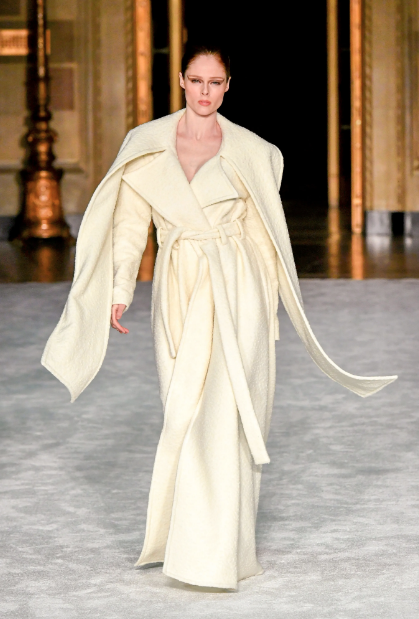 Christian Siriano belted cream colored coat with cape detail. (Photo courtesy of Christian Siriano)