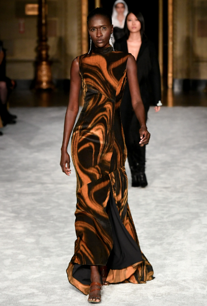 Christian Siriano orange and black swirl evening gown. (Photo courtesy of Christian Siriano)