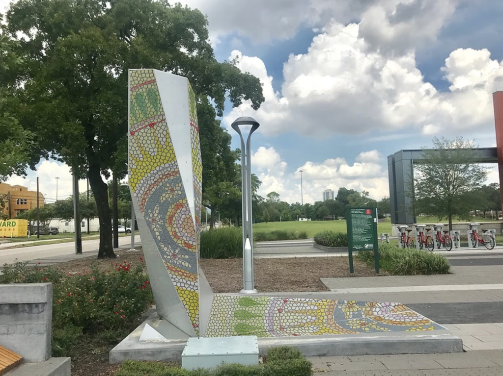 Reginald Adams' "Elements of Change" three-dimensional mosaic murals incorporate tribal designs, including West African Adinkra symbols. (Photo by Reginald Adams)
