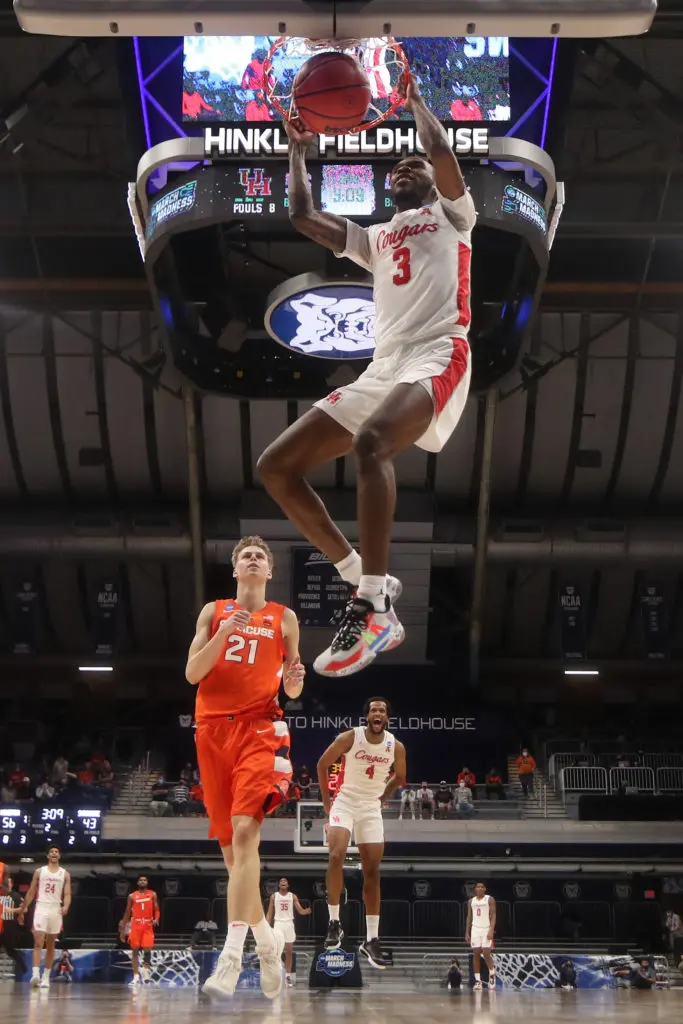 DeJon Jarreau's soaring breakaway slam put the exclamation point on the Elite Eight earning win. (Photo by Trevor Brown Jr/NCAA Photos via Getty Images)