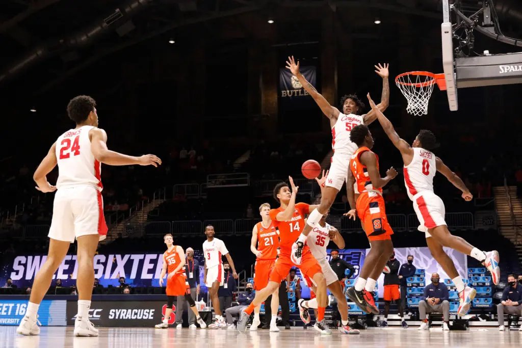 Houston's defense kept Syracuse off balance all night. (Photo by Trevor Brown Jr/NCAA Photos via Getty Images)