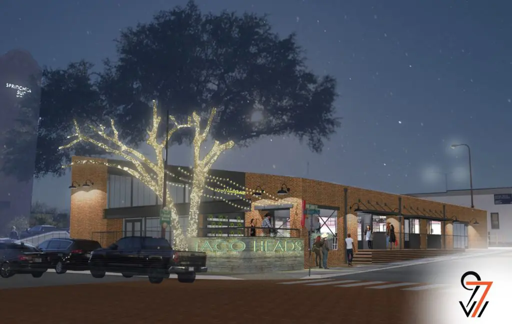 A rendering of the new Taco Heads in The Stockyards from 97W Architects.