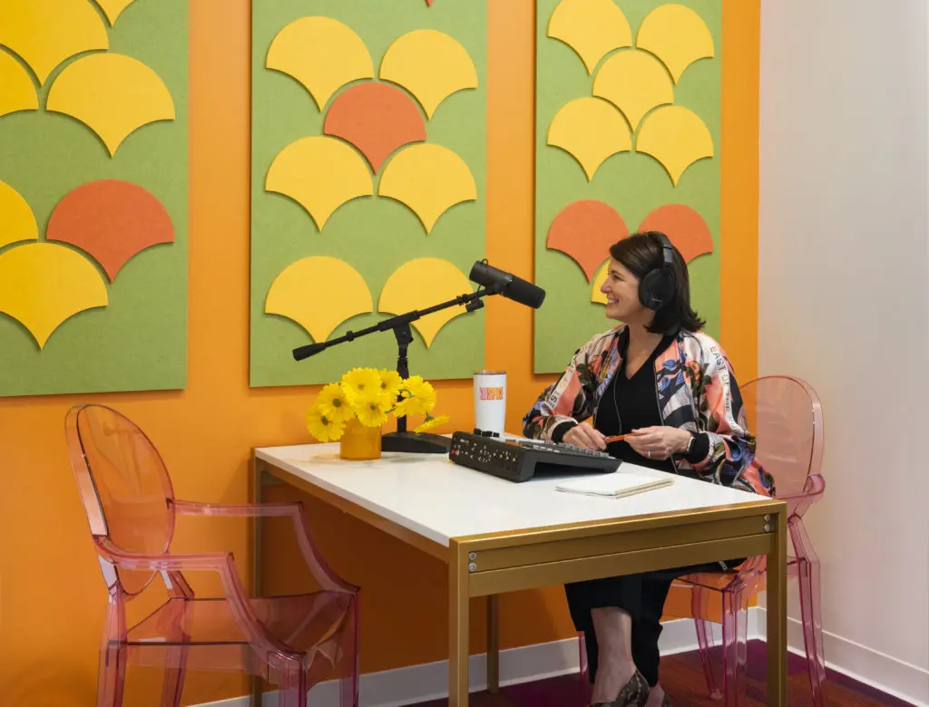 The SheSpace podcast studio is kitted out with state-of-the-art equipment. (Photo by Photos by Julie Soefer)