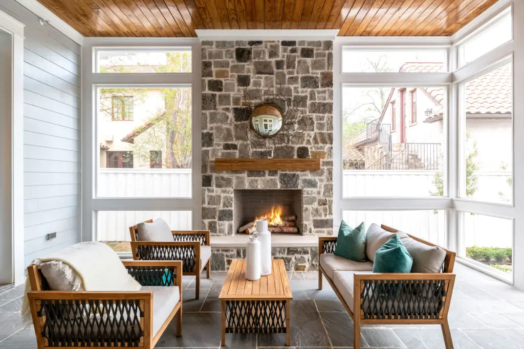 One of three fireplaces in 4027 University Boulevard. (Photo courtesy of Compass Real Estate) 