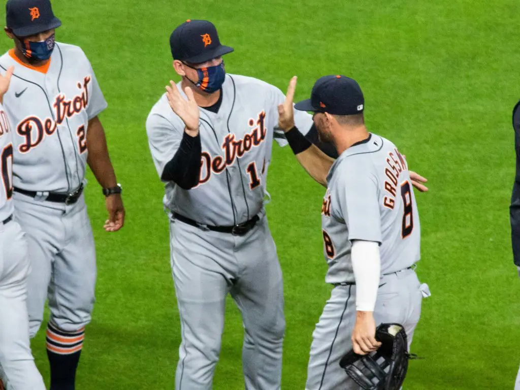 A.J. Hinch celebrated the win with his Detroit Tigers. (Photo by F. Carter Smith)