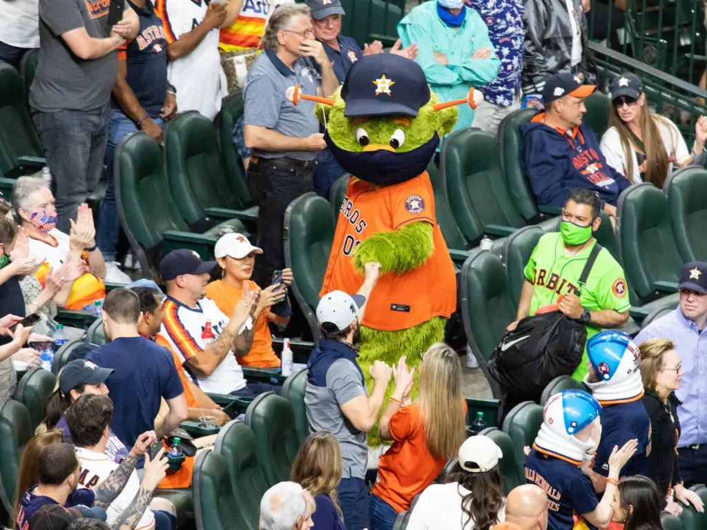The Astros fans are back and Orbit is making the most of it.  (Photo by F. Carter Smith)